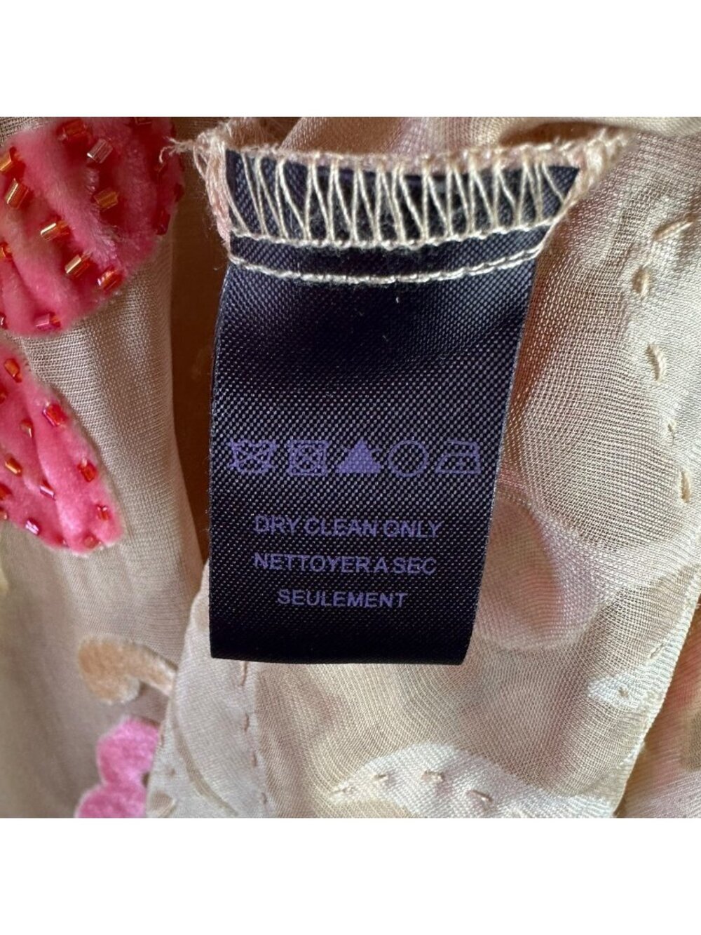 Hale Bob Silk Velvet Burnout Beaded Floral Boho Tunic Blouse Size S - Picture 6 of 7